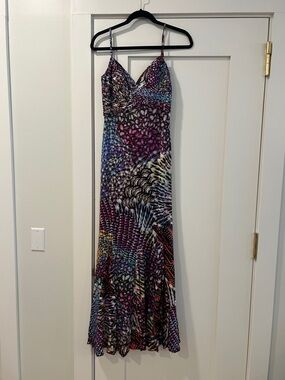 Alberto Makali Multicolor Printed Spaghetti-Strap Maxi Dress, Size 8